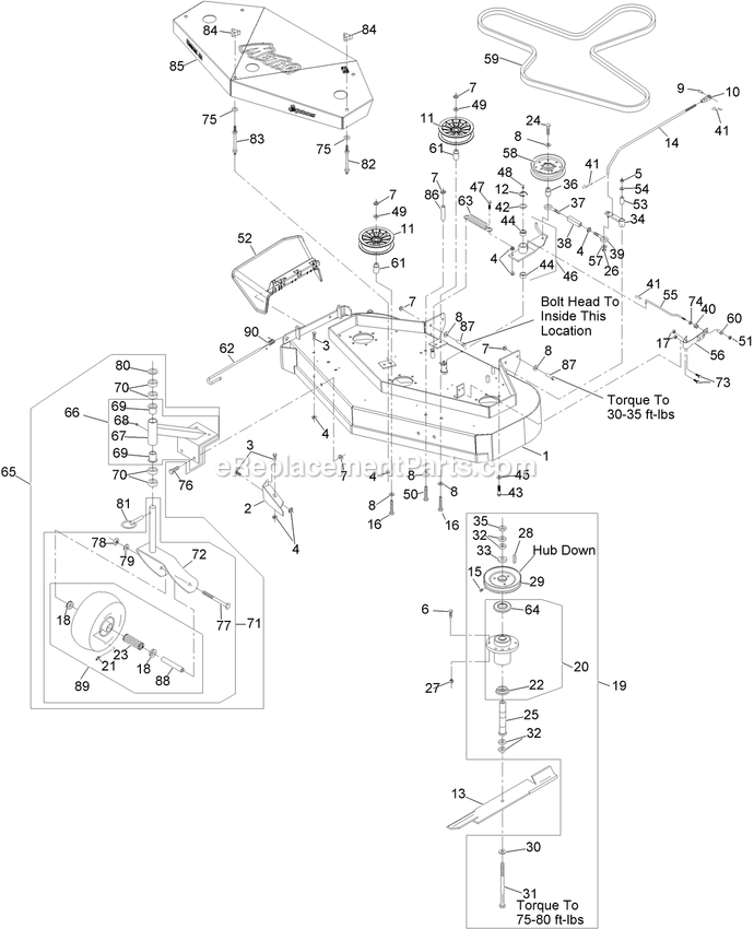 Mower Deck Assembly Diagram and Parts List for MG16KA483CA (920000-999999)(2011) Exmark Lawn Mower