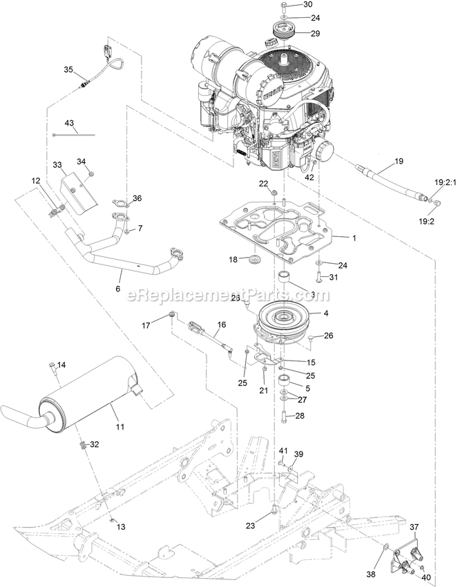Engine Assembly Diagram and Parts List for STS740EKC60400 (404314159-406294344)(2019) Exmark Lawn Mower