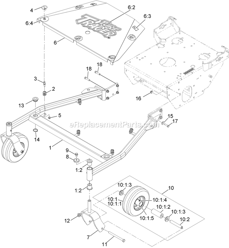 Main Frame Assembly Diagram and Parts List for TTS600GKA523E0 (315000000-315999999)(2015) Exmark Lawn Mower