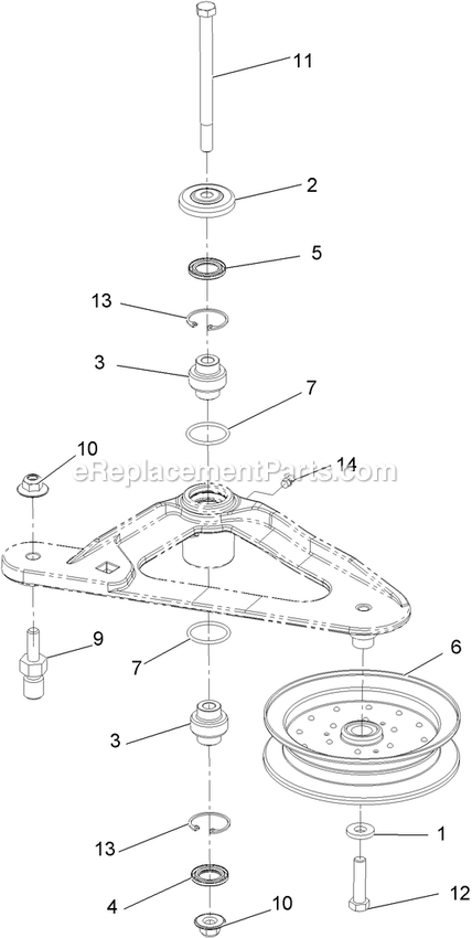 Deck Idler Assembly Diagram and Parts List for LZS801PKA724 (312000000-312999999)(2012) Exmark Lawn Mower