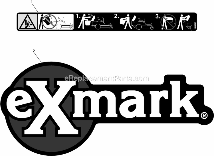 Decals Diagram and Parts List for 109-9764 (720000-789999)(2008) Exmark Lawn Tractor Accessories