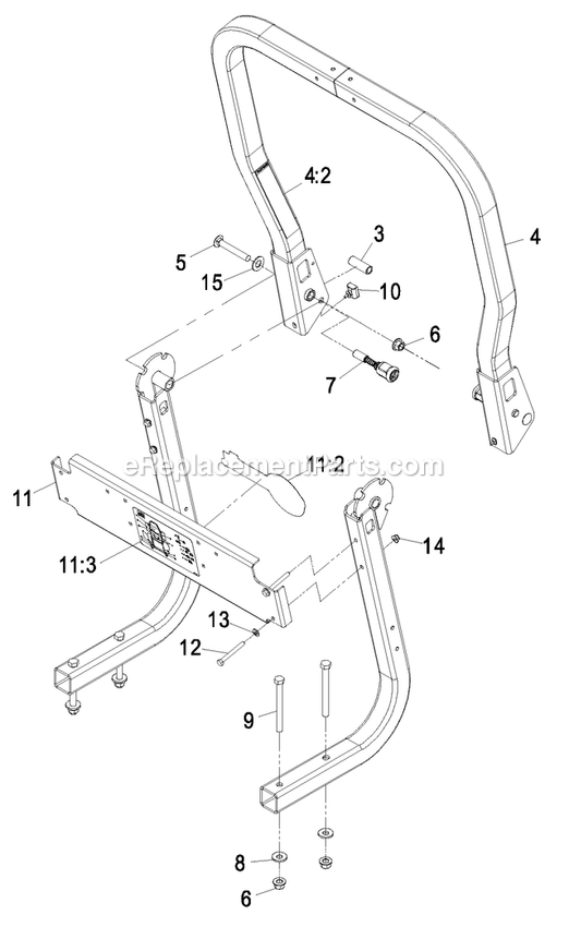 Rops Assembly Diagram and Parts List for QSP20BV443 (850000-919999)(2010) Exmark Lawn Mower