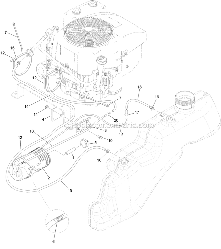 Fuel Delivery Assembly (1) Diagram and Parts List for QTS452CEM34200 (316000000-399999999)(2016) Exmark Lawn Mower