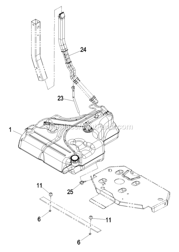 Fuel Tank Group Diagram and Parts List for LZZ23KA526 (790000-849999)(2009) Exmark Lawn Mower