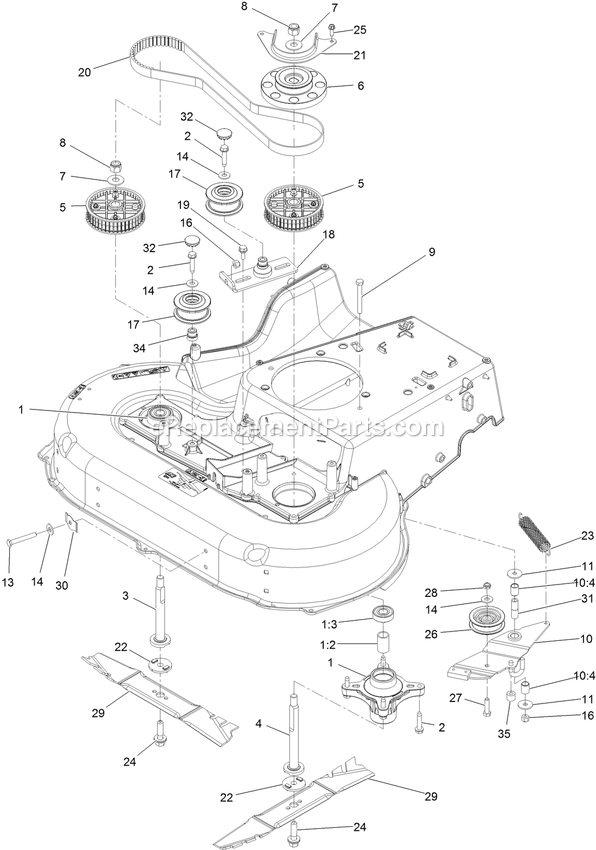 Spindle And Blade Assembly Diagram and Parts List for ECS180CKA30000 (400000000-402082299)(2017) Exmark Lawn Mower