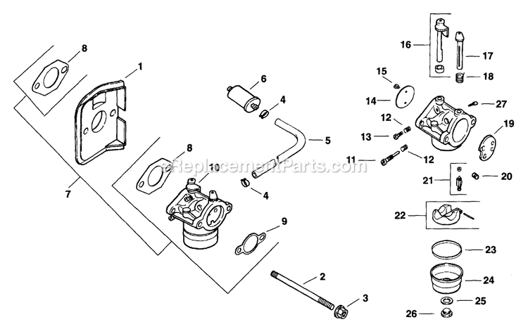 Fuel System (1) Diagram and Parts List for TT3614KC (160000-169999)(1998) Exmark Lawn Mower