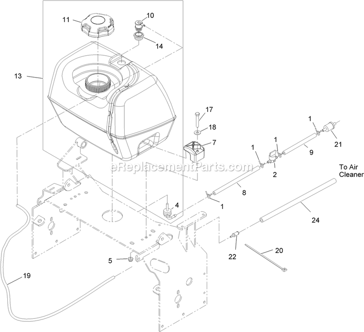 Fuel Tank Assembly Diagram and Parts List for TTX691KAE (312000000-312999999)(2012) Exmark Lawn Mower