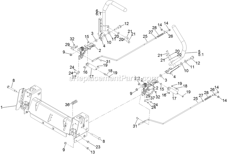 Motion Control Assembly Diagram and Parts List for QZS708GEM50200 (406294345-408644345)(2020) Exmark Lawn Mower