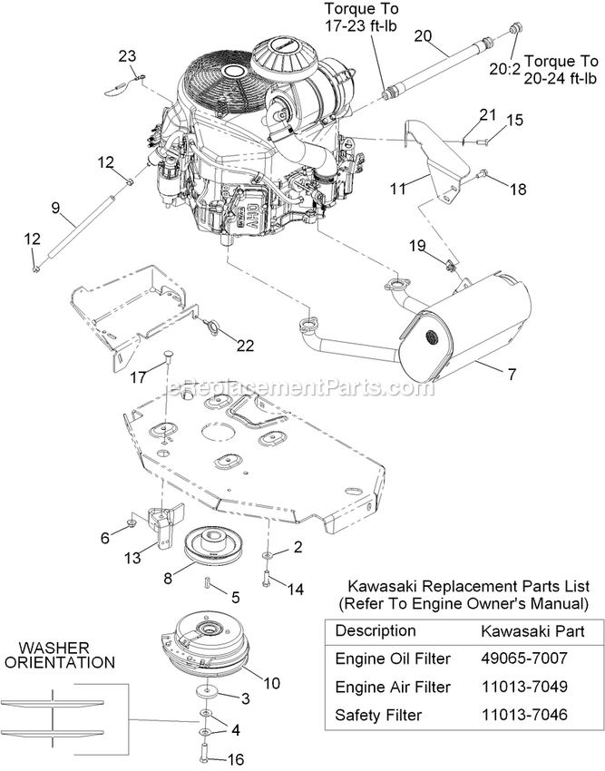 Engine Assembly Diagram and Parts List for LZE20KA484 (920000-999999)(2011) Exmark Lawn Mower