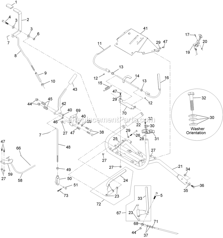 Ecs Upper Handles And Controls Assembly Diagram and Parts List for TTS600KAE483 (313000000-313999999)(2013) Exmark Lawn Mower