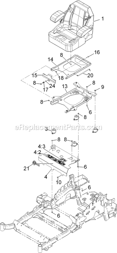 Seat Group (2) Diagram and Parts List for LZAS29KA724LP (850000-919999)(2010) Exmark Lawn Mower