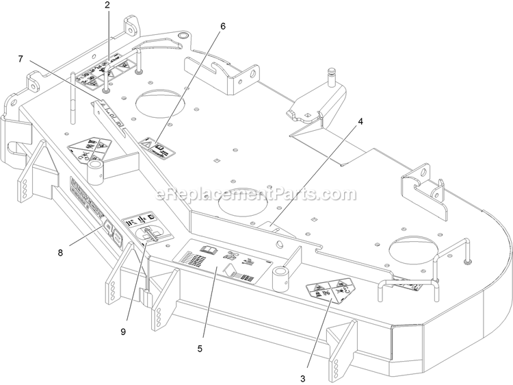 Deck With Decals Assembly Diagram and Parts List for TTS541CKA48300 (406294345-408644345)(2020) Exmark Lawn Mower