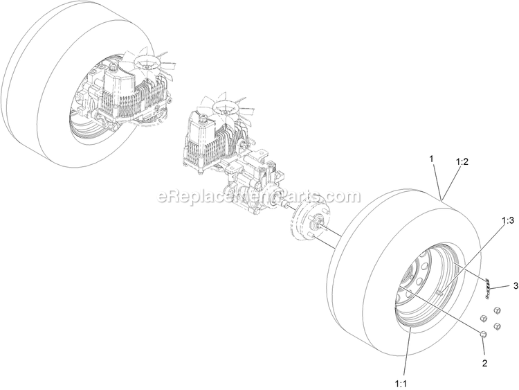 Rear Wheel Assembly Diagram and Parts List for LZS749AKC604A1 (316000000-316999999)(2016) Exmark Lawn Mower