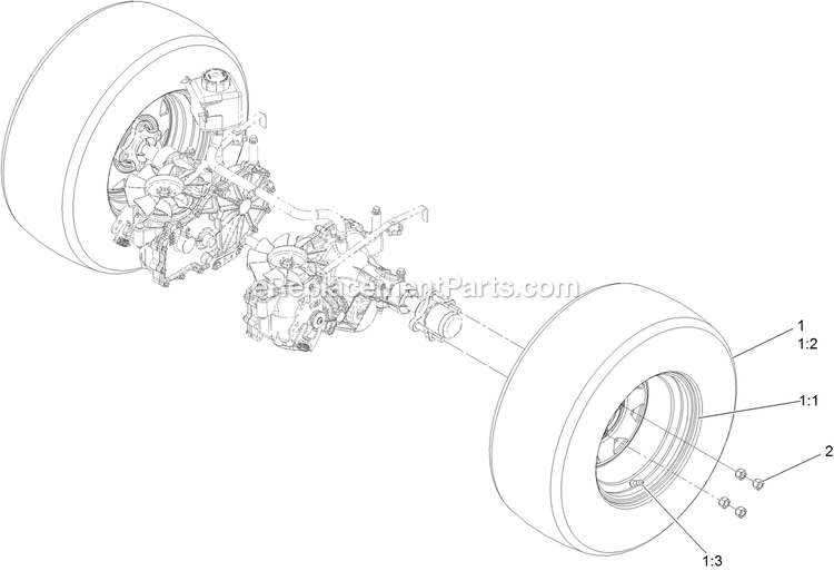Rear Tire Assembly Diagram and Parts List for RAS708GEM523C3 (402082300-404314158)(2018) Exmark Lawn Mower