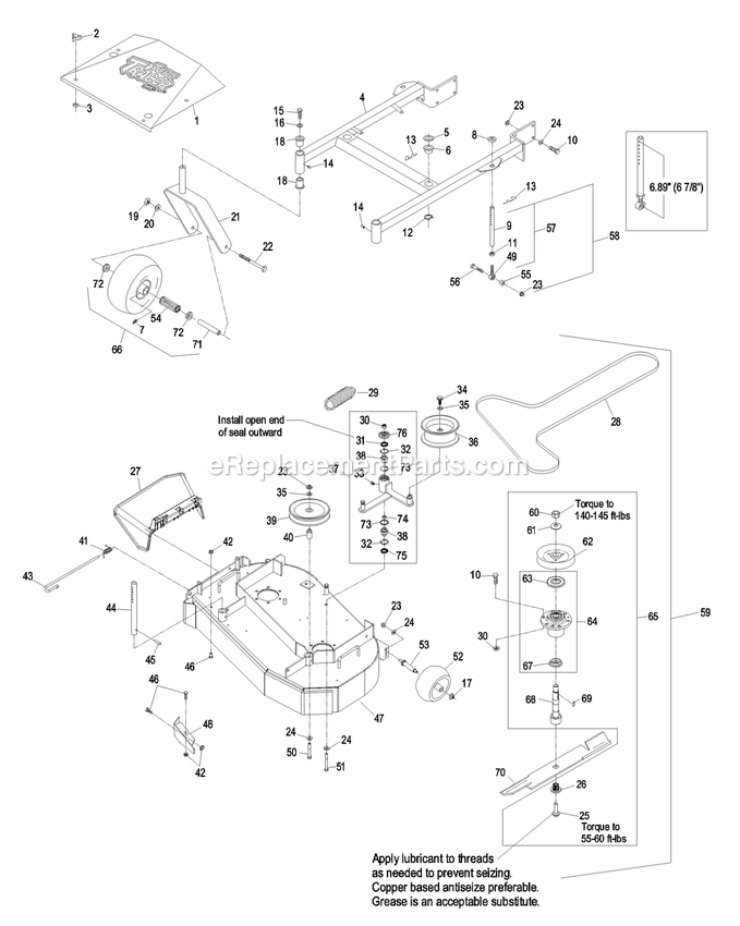 Mower Deck (1) Diagram and Parts List for THP17KA363CA (790000-849999)(2009) Exmark Lawn Mower