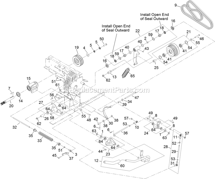 Jackshaft Assembly Diagram and Parts List for NV730EKC (312000000-312999999)(2012) Exmark Lawn Mower