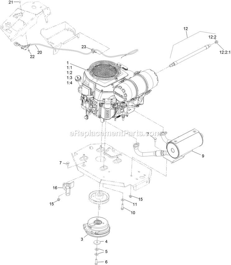 Engine Assembly Diagram and Parts List for LZS740PKC72400 (406294345-999999999)(2020) Exmark Lawn Mower
