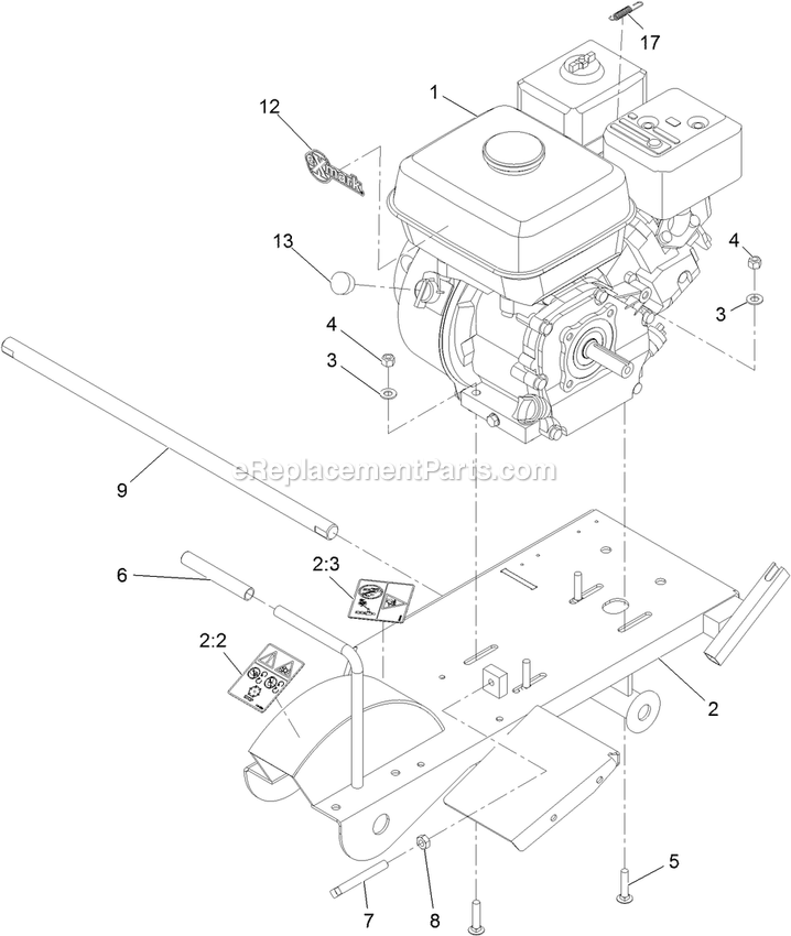 Engine And Frame Assembly Diagram and Parts List for SG200HN (312000000-312999999)(2012) Exmark Lawn Tractor Accessories