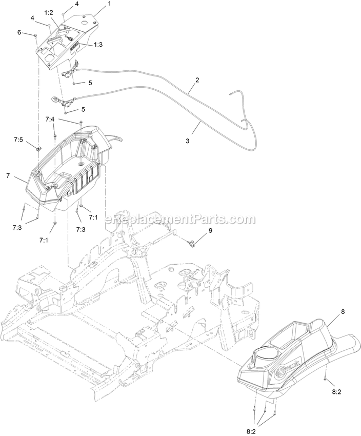 Controls Assembly Diagram and Parts List for LZE730GKA604B3 (315000000-315999999)(2015) Exmark Lawn Mower