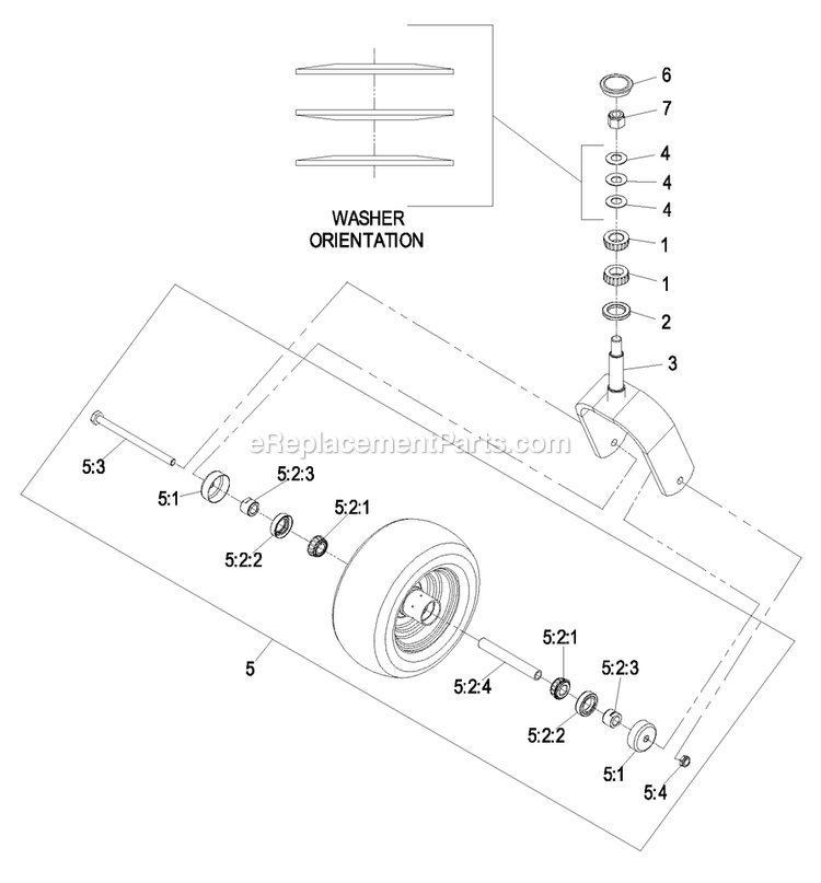Caster Wheel Assembly Diagram and Parts List for LZA20KAS484 (850000-919999)(2010) Exmark Lawn Mower