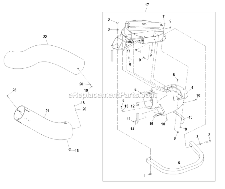 Blower Assembly (2) Diagram and Parts List for LHPUV4448 (440000-509999)(2004) Exmark Lawn Tractor Accessories