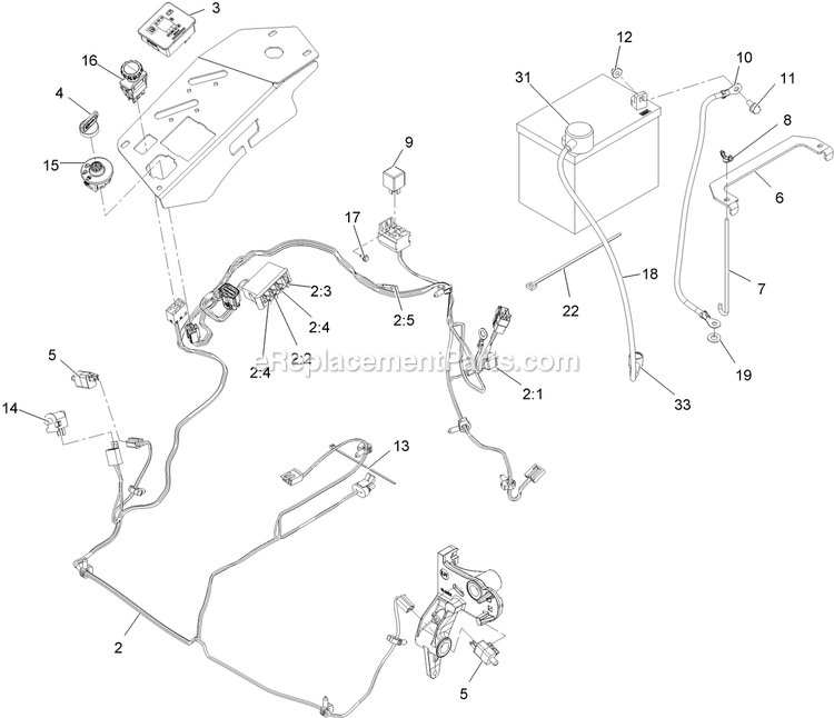 Electrical Assembly Diagram and Parts List for LZS23KC524 (920000-999999)(2011) Exmark Lawn Mower