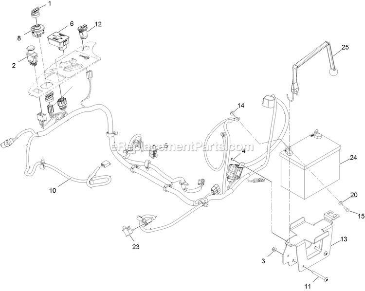 Electrical Assembly Diagram and Parts List for RAE720CKC48300 (404314159-406294344)(2019) Exmark Lawn Mower