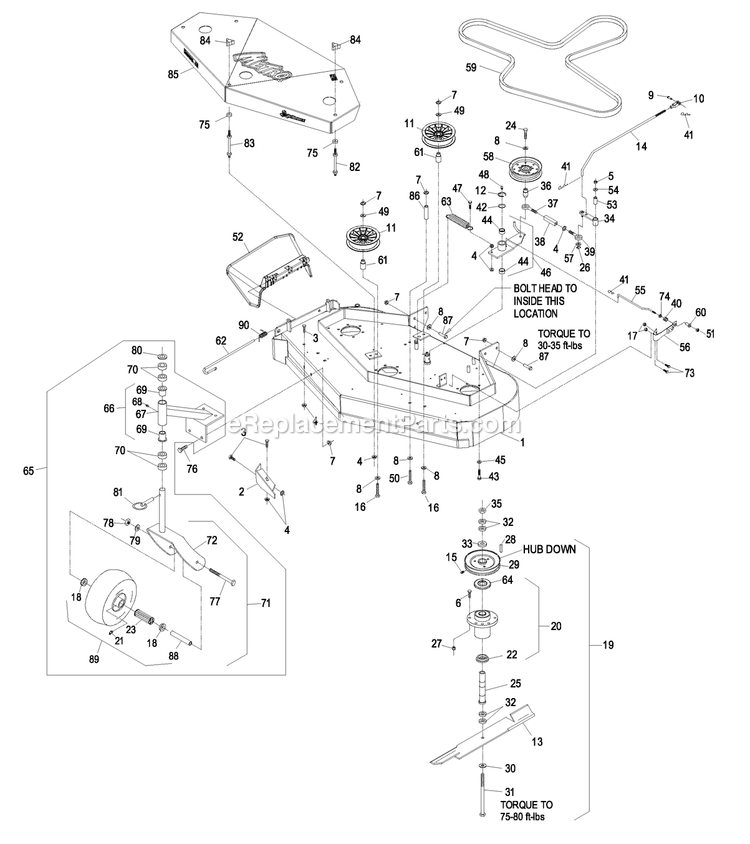 Mower Deck (2) Diagram and Parts List for M16KA362P (850000-919999)(2010) Exmark Lawn Mower