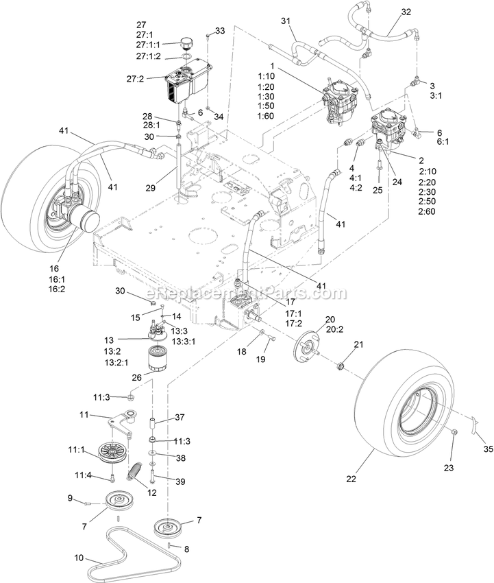 Hydro Assembly Diagram and Parts List for TTX691CKA60400 (400000000-402082299)(2017) Exmark Lawn Mower
