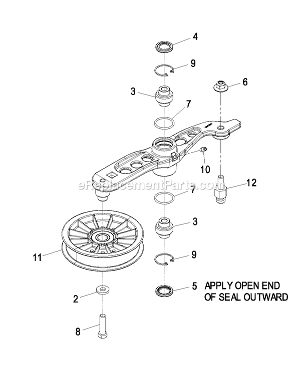 Pump Idler Assembly Diagram and Parts List for LZZ29KCE606 (850000-919999)(2010) Exmark Lawn Mower