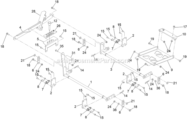 Deck Lift Assembly Diagram and Parts List for QZS708GEM54200 (408644346-411294211)(2021) Exmark Lawn Mower
