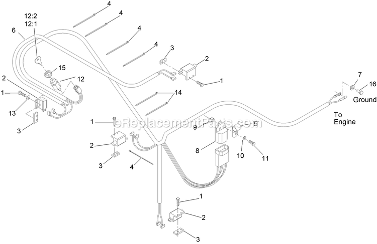 Electrical Assembly Diagram and Parts List for TTS16KA483CA (920000-999999)(2011) Exmark Lawn Mower