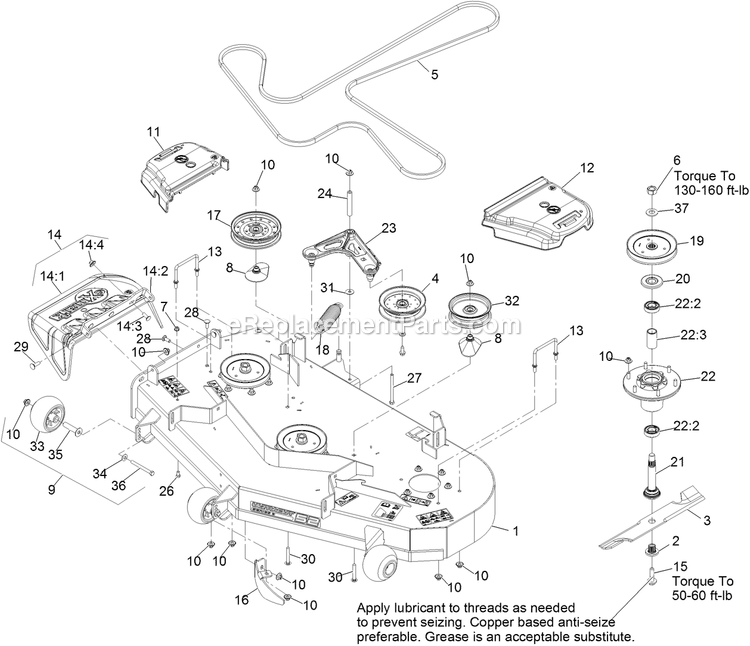 Deck Assembly Diagram and Parts List for PNS720GKC52300 (316000000-399999999)(2016) Exmark Lawn Mower