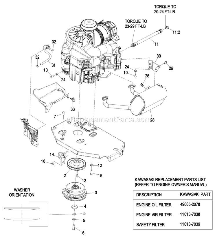 Engine Group (4) Diagram and Parts List for LZAS22KA484CA (850000-919999)(2010) Exmark Lawn Mower