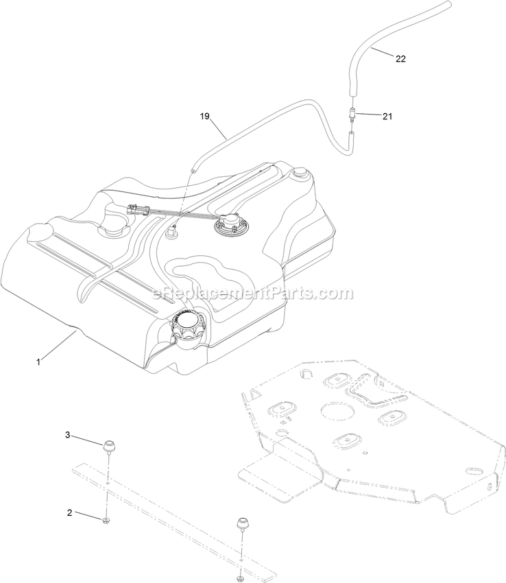 Fuel Tank Mounting Assembly Diagram and Parts List for LZE801GKA604B1 (316000000-399999999)(2016) Exmark Lawn Mower
