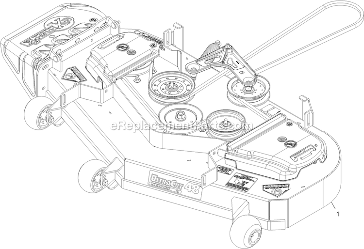 Complete Deck Assembly Diagram and Parts List for PNS710KC483 (314000000-314999999)(2014) Exmark Lawn Mower
