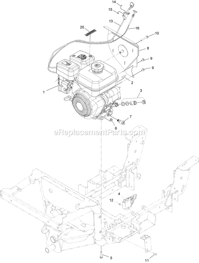 Engine Assembly Diagram and Parts List for SSS270CSB00000 (316000000-399999999)(2016) Exmark Sprayer