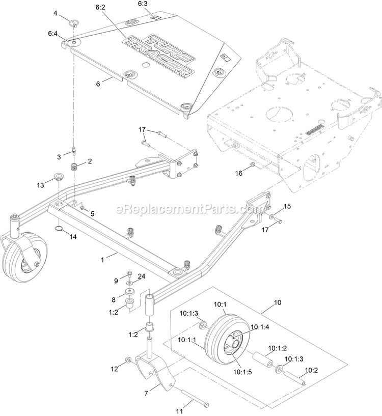Main Frame Assembly Diagram and Parts List for TTS541CKA48300 (316000000-399999999)(2016) Exmark Lawn Mower