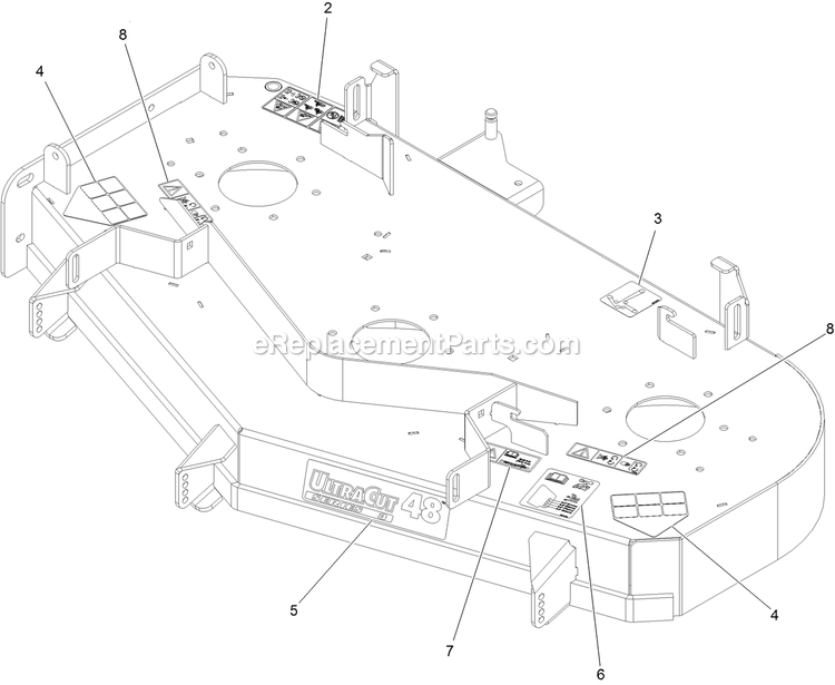 Deck With Decals Assembly Diagram and Parts List for PNS710GKC483A4 (315000000-315999999)(2015) Exmark Lawn Mower
