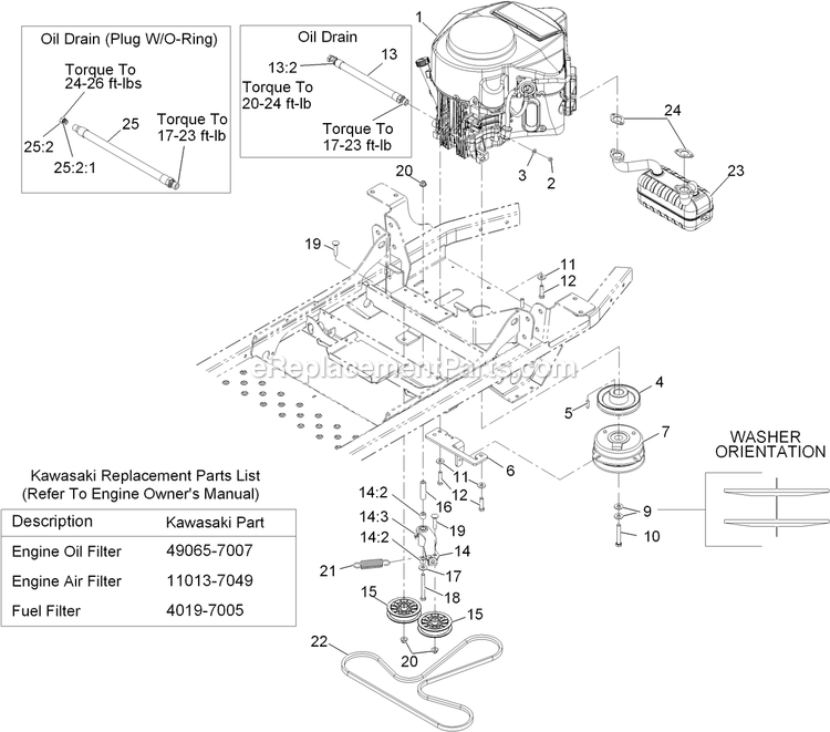 Engine Assembly Diagram and Parts List for PNE24KA522 (920000-999999)(2011) Exmark Lawn Mower