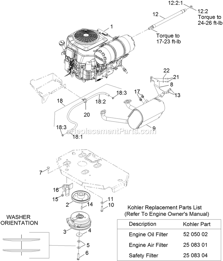 Engine Assembly Diagram and Parts List for LZS749EKC604SS (314000000-314999999)(2014) Exmark Lawn Mower