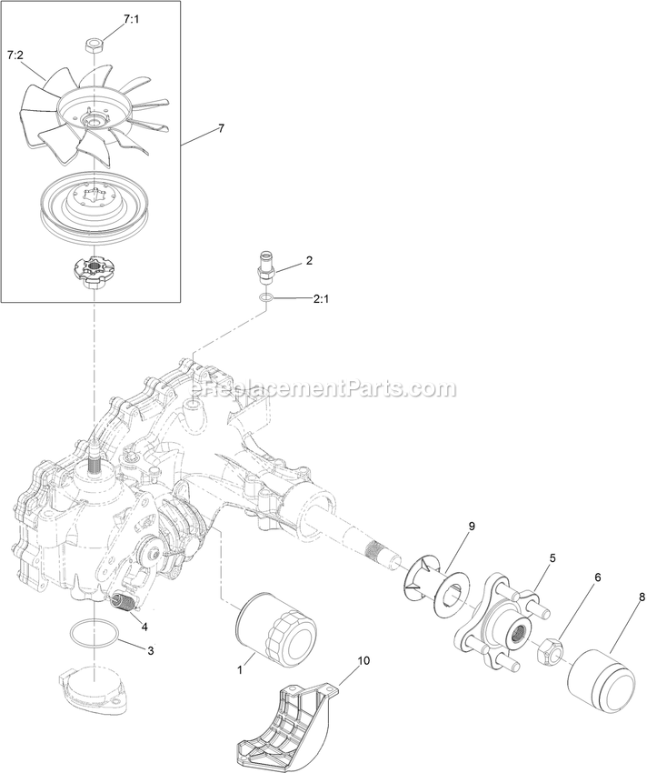 Lh Transaxle Assembly Diagram and Parts List for RAS730GKA603A3 (408644346-411294211)(2021) Exmark Lawn Mower