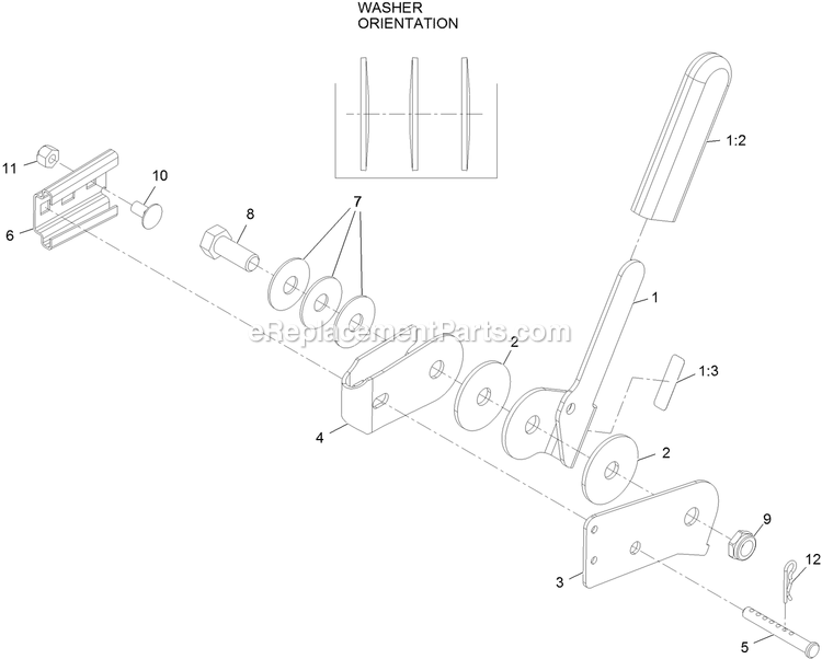 Hand Lever Assembly Diagram and Parts List for 116-8430 2014 Exmark Lawn Tractor Accessories