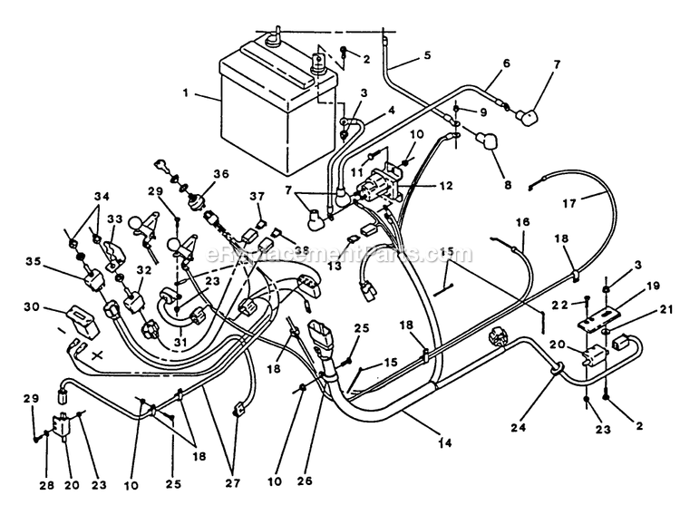 Electrical Group Diagram and Parts List for TR-1800  Exmark Lawn Mower