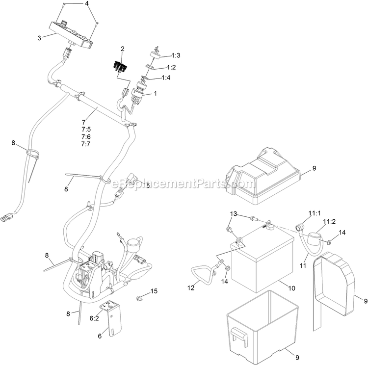 Electrical Assembly Diagram and Parts List for SSS395CKC00000 (404314159-406294344)(2019) Exmark Sprayer