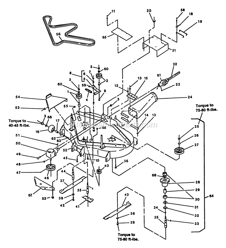 Rear Discharge Mower Decks Diagram and Parts List for EX20KC (130000-149999)(1997) Exmark Lawn Mower