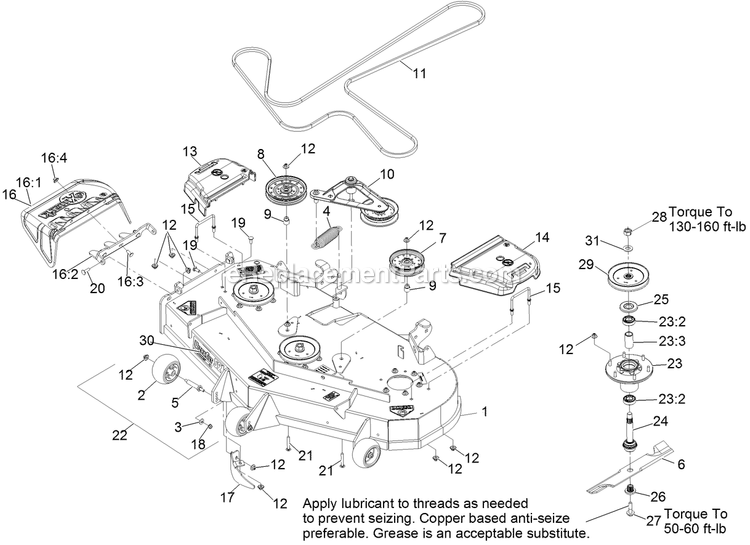 Deck Assembly Diagram and Parts List for LZS801KA524SS (312000000-312999999)(2012) Exmark Lawn Mower