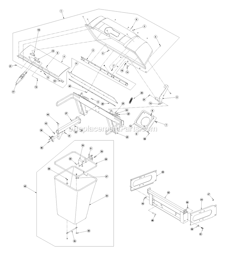Hood And Bag Assembly (2) Diagram and Parts List for LZUV60 (440000-509999)(2004) Exmark Lawn Tractor Accessories