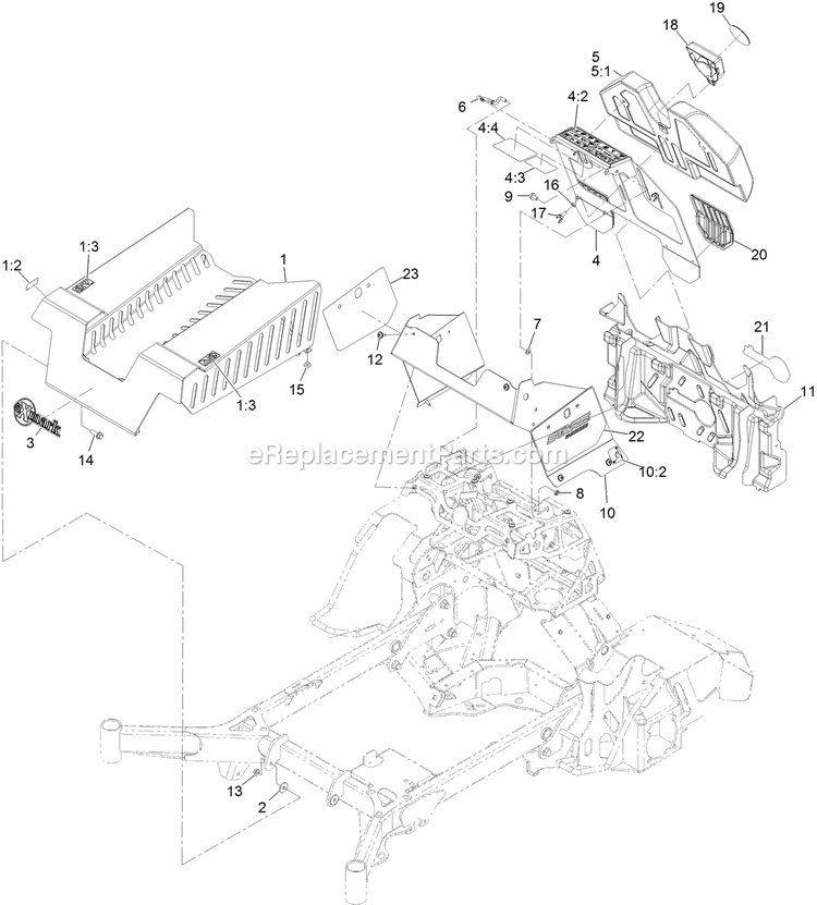 Guarding Assembly Diagram and Parts List for STS651GKA48400 (404314159-406294344)(2019) Exmark Lawn Mower