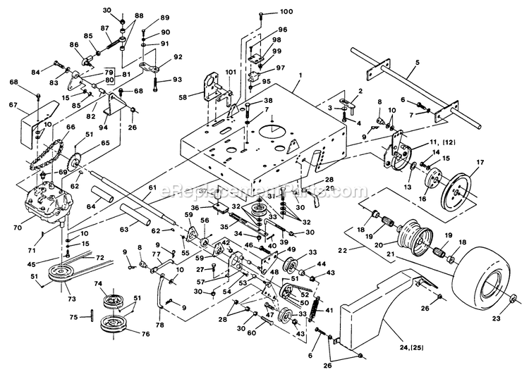 Engine Deck Group Diagram and Parts List for V48-14BV-5 70000 Exmark Lawn Mower